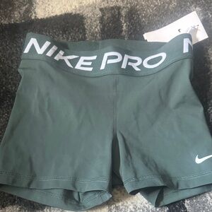 Nike Pro Women's Training Shorts — Forest Green with White Logo